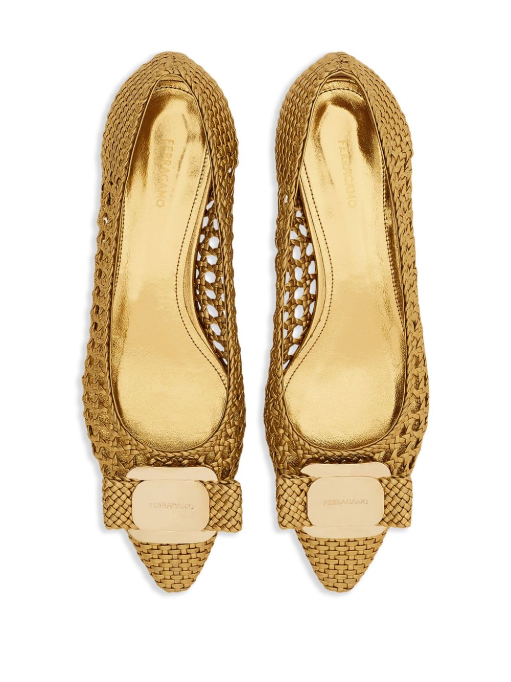 Ferragamo New Vara flat ballerina shoes Gold