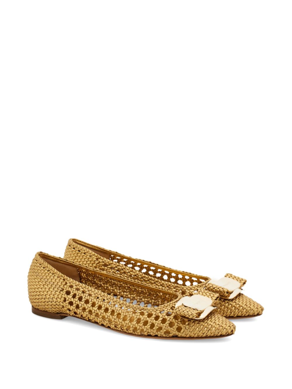 Ferragamo New Vara flat ballerina shoes Gold