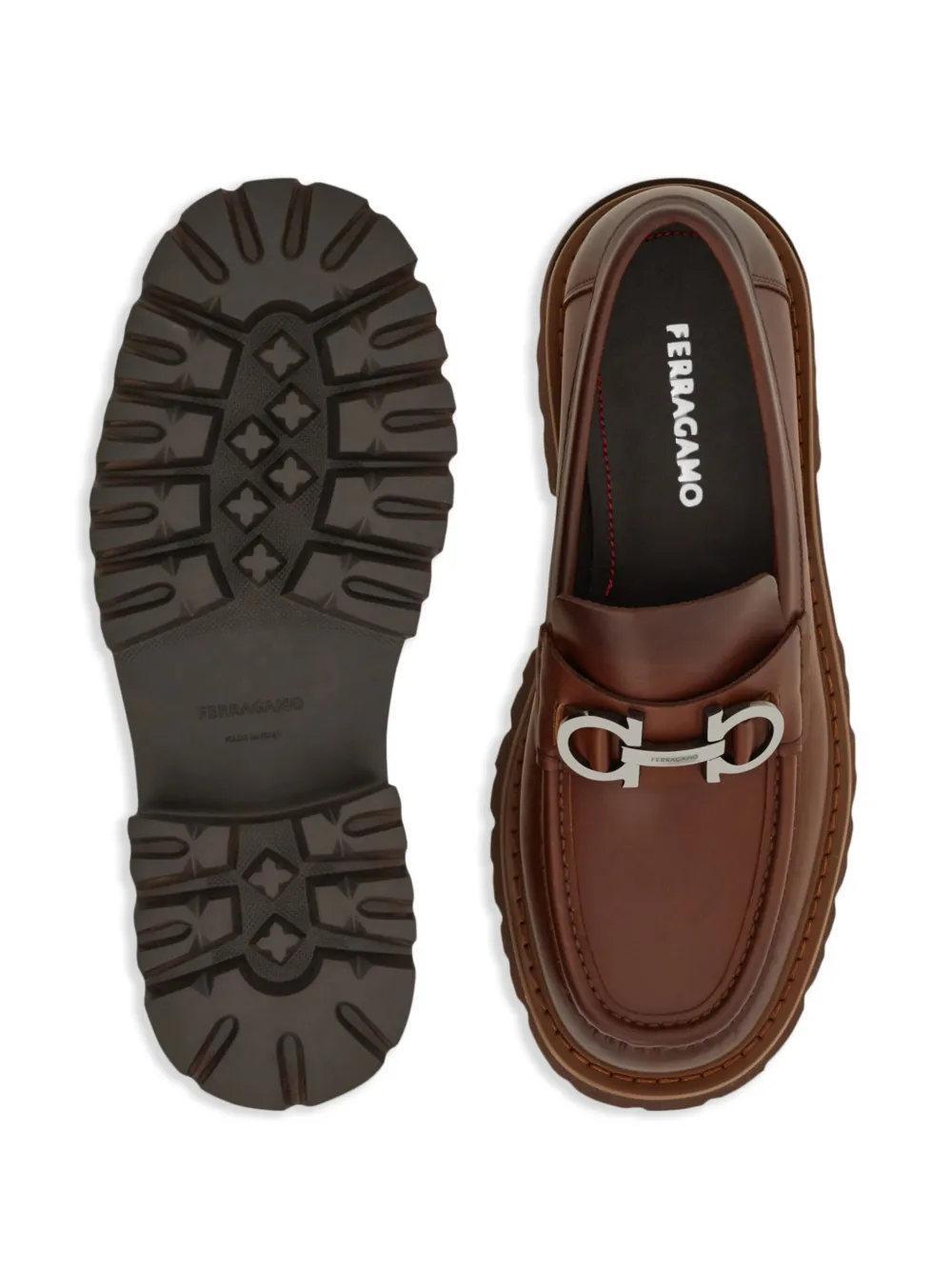 Ferragamo Gancini-plaque loafers Brown