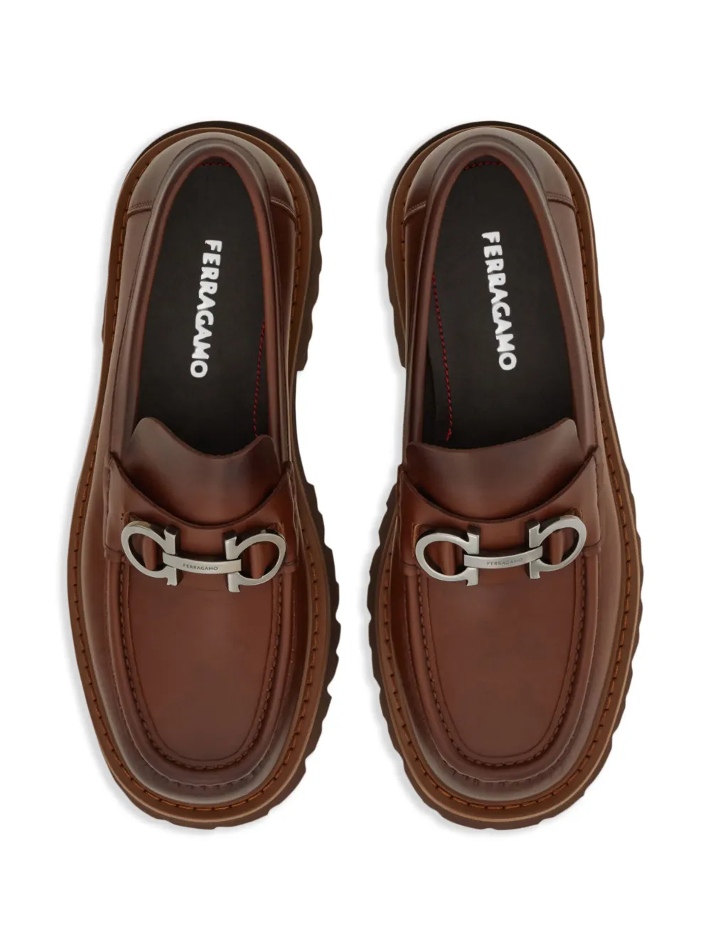 Ferragamo Gancini-plaque loafers Brown