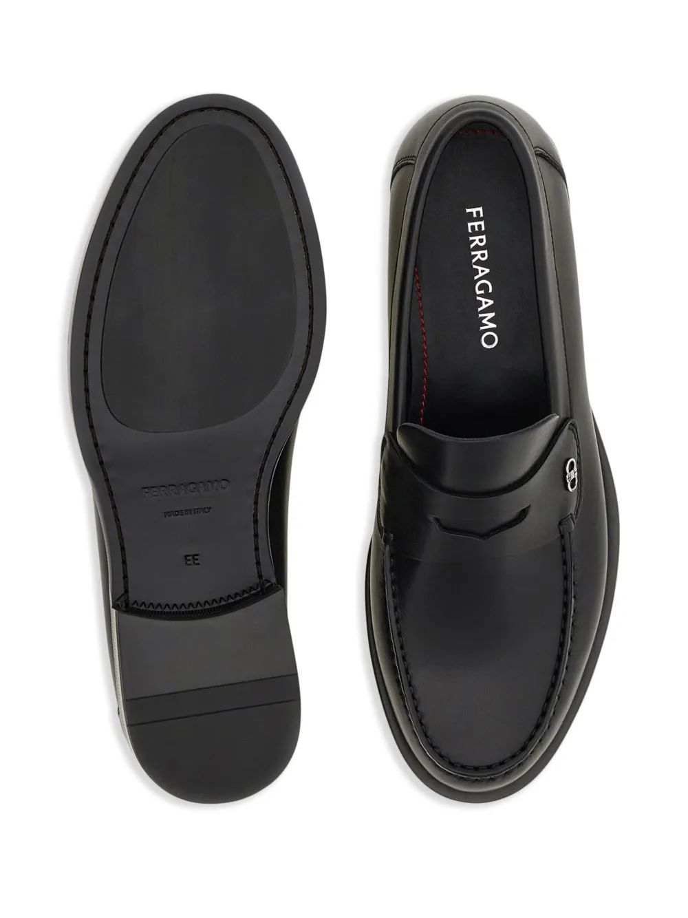 Ferragamo Gancini-plaque leather loafers Black
