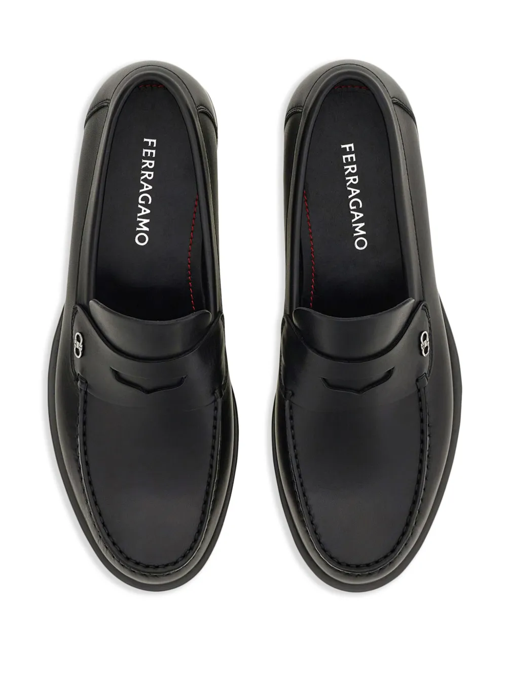 Ferragamo Gancini-plaque leather loafers Black