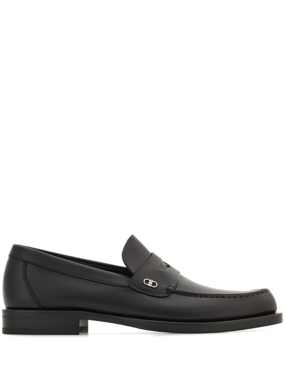 Ferragamo Gancini-plaque leather loafers Black