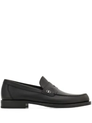 Salvatore Ferragamo Black Leather Embossed Penny Loafers Salvatore Ferragamo Tramezza Black Penny Loafers Mens Size  main image 2