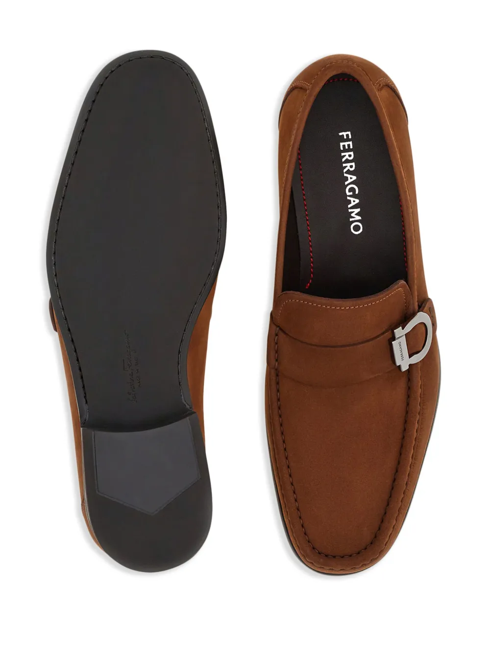 Ferragamo Gancini-plaque loafers Brown