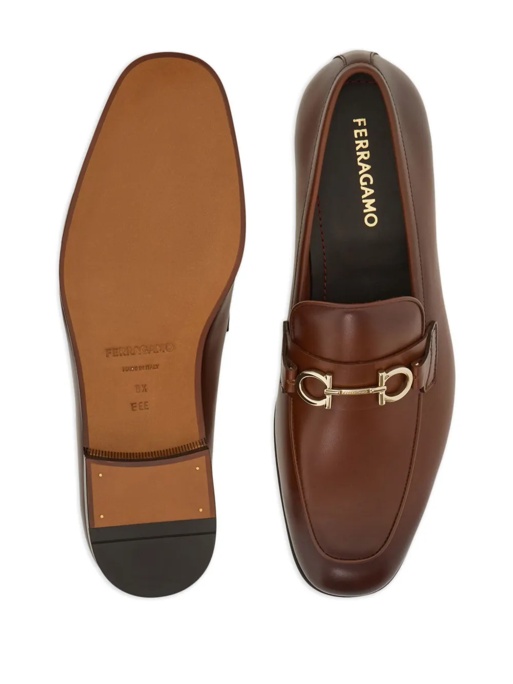 Ferragamo Gancini-plaque loafers Brown