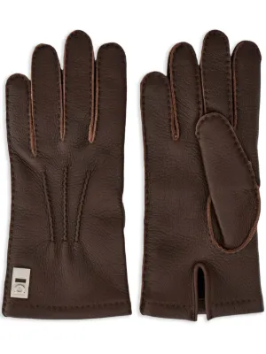 Prada triangle-logo Leather Gloves | Black | FARFETCH
