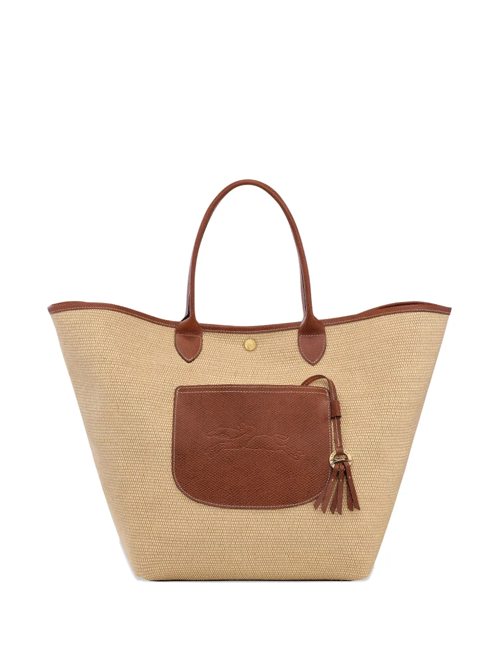 Longchamp - Grote Le Pliage Collection Basket shopper - dames - Stof/kalfsleer - Eén maat - Beige