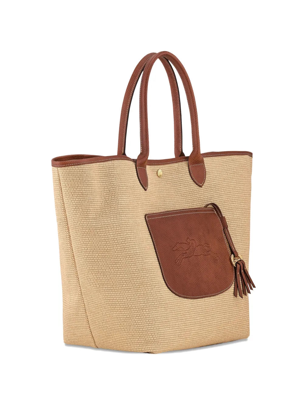 Longchamp - Grote Le Pliage Collection Basket shopper - dames - Stof/kalfsleer - Eén maat - Beige