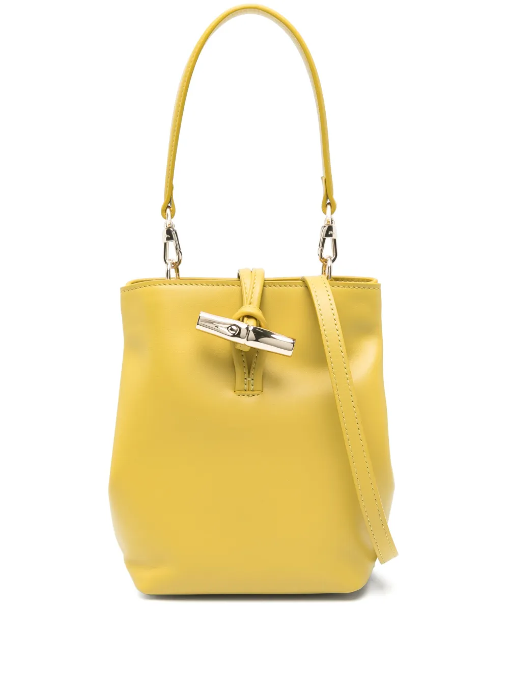 Longchamp Le Roseau mini bucket-tas Geel