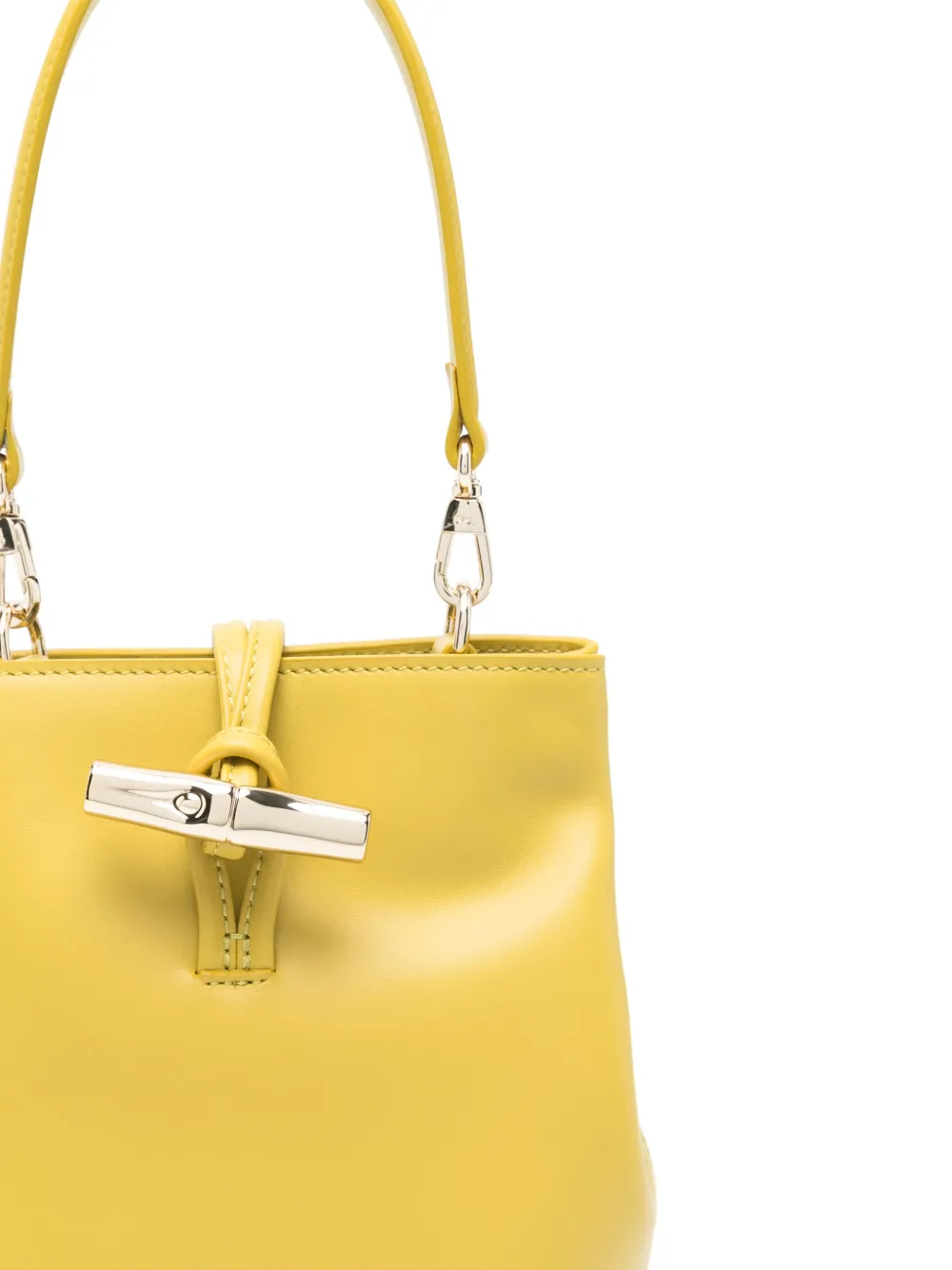 Longchamp Le Roseau mini bucket-tas Geel