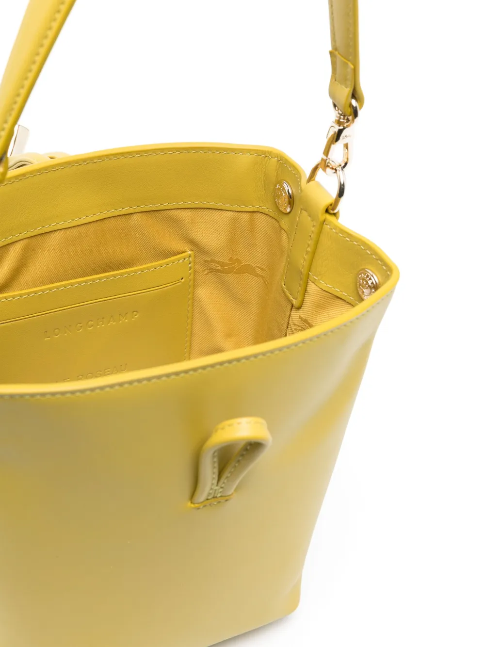 Longchamp Le Roseau mini bucket-tas Geel