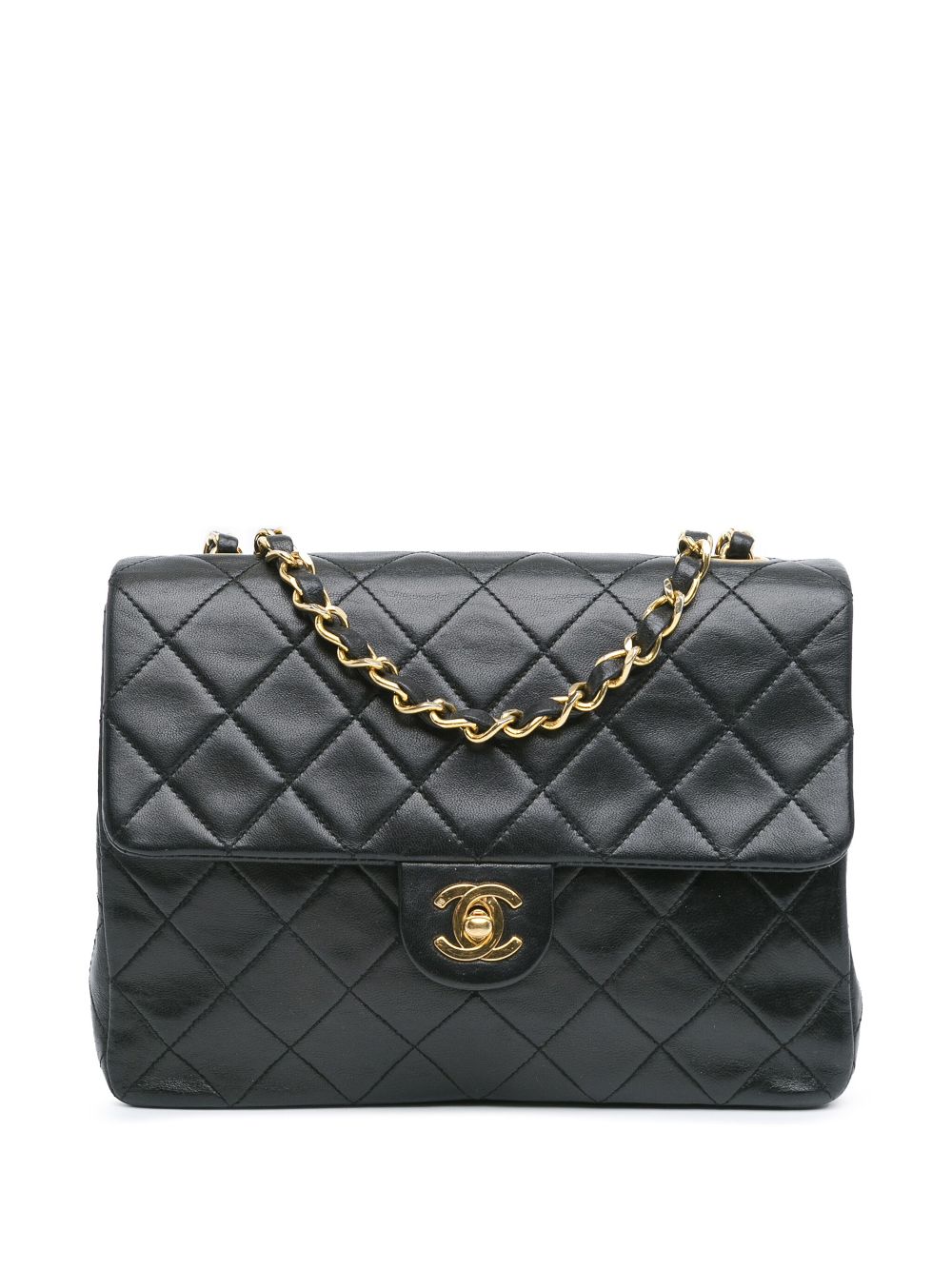 CHANEL Pre-Owned 1989-1991 Mini Square Classic Lambskin Leather Single Flap shoulder bag – Black