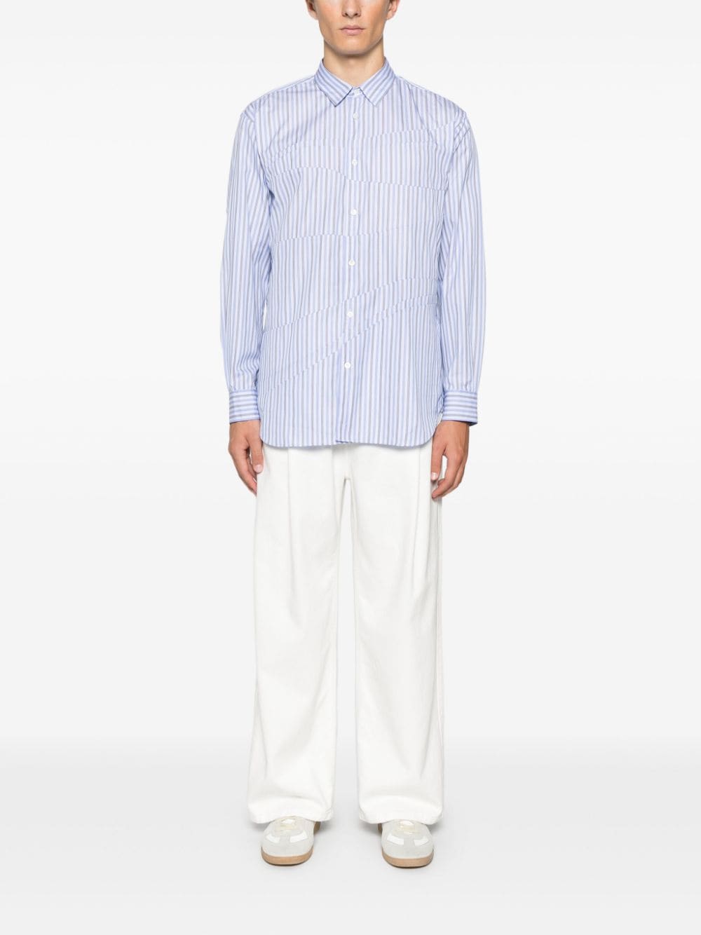 Shop Comme Des Garçons Shirt Striped Shirt In Blue