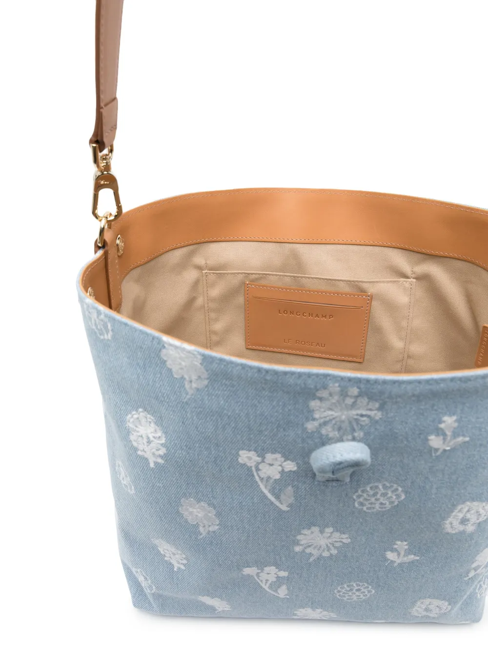 Longchamp Le Roseau medium schoudertas Blauw