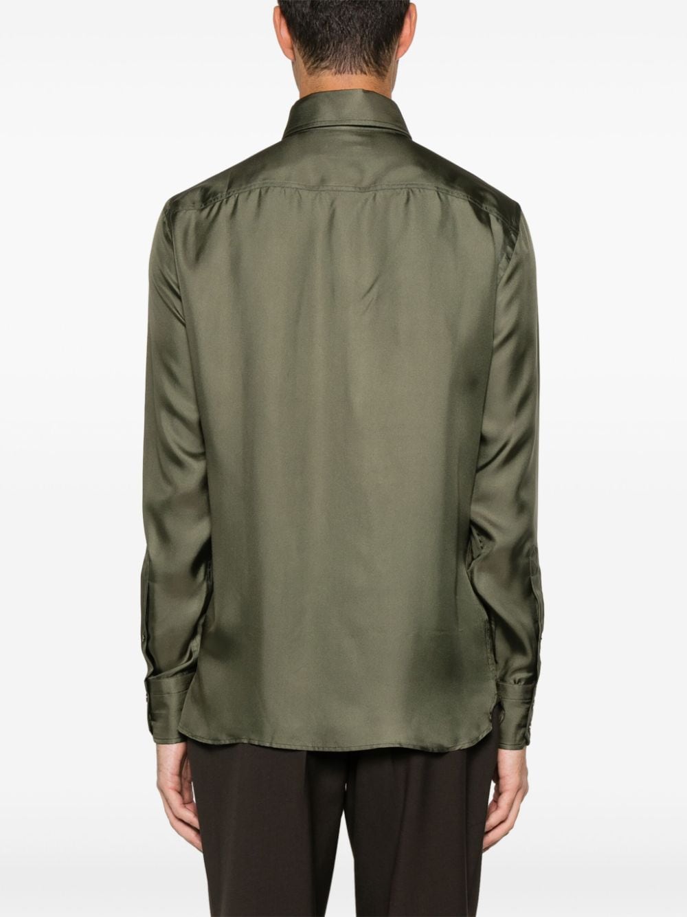 Shop Tom Ford Twill Silk Shirt In Grün