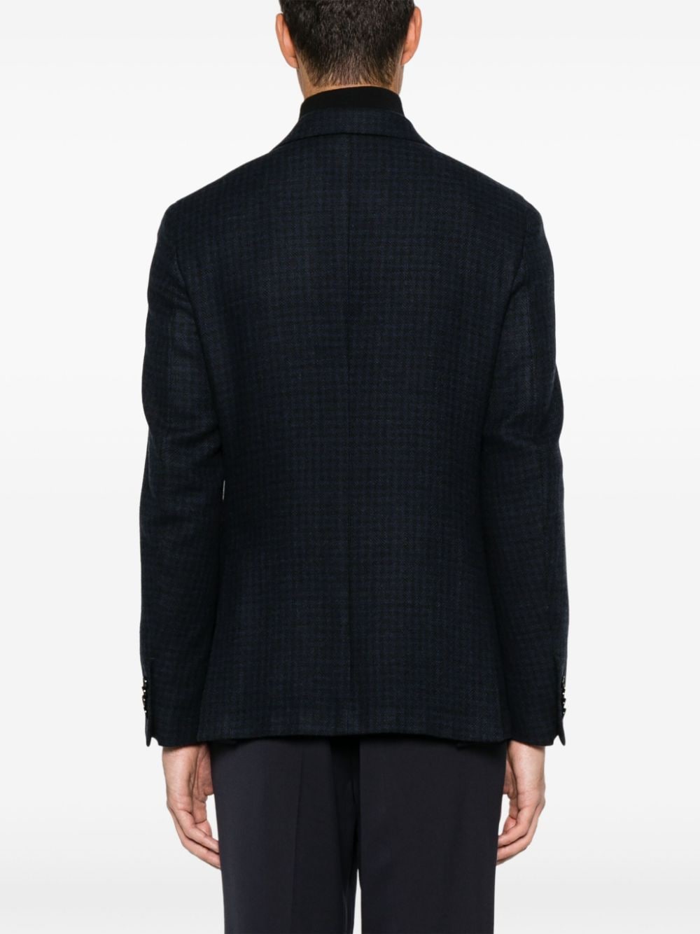 Shop Zegna Check-pattern Blazer In 蓝色