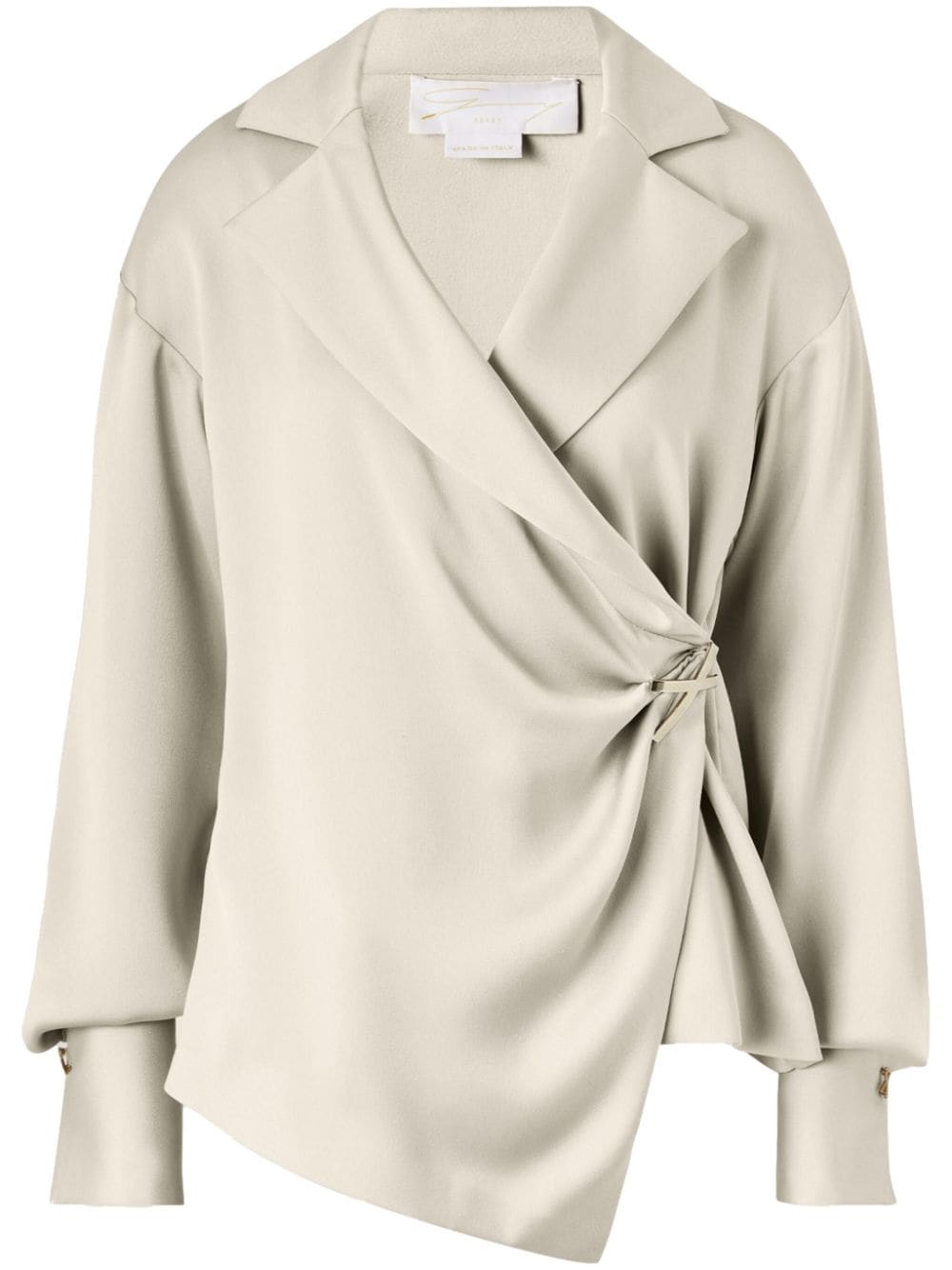 Shop Genny Notched-collar Blouse In Nude