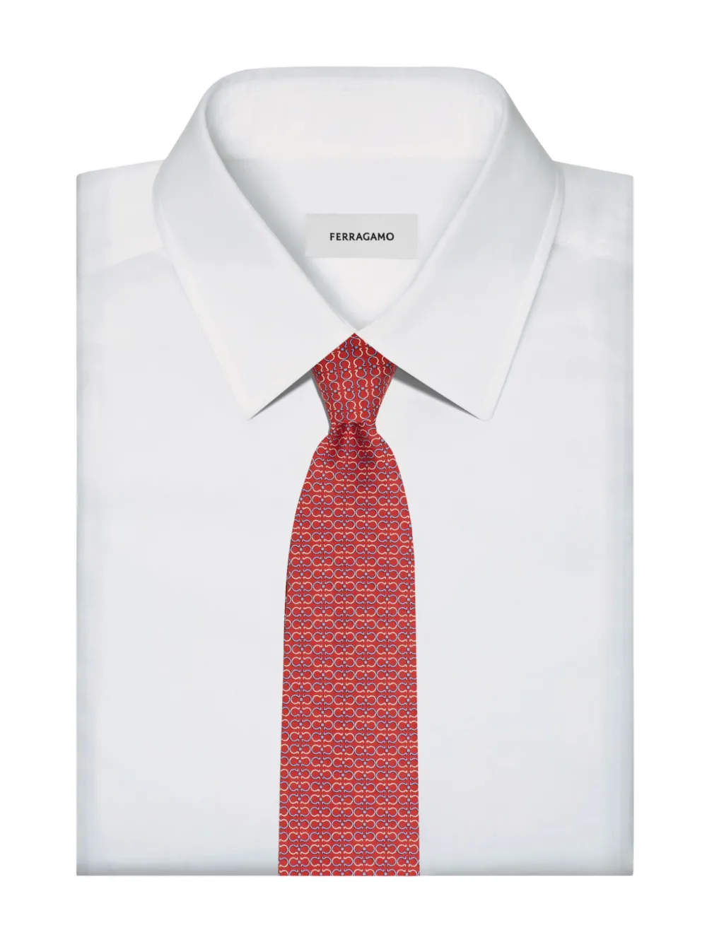 Ferragamo Stropdas met ganciniprint Rood