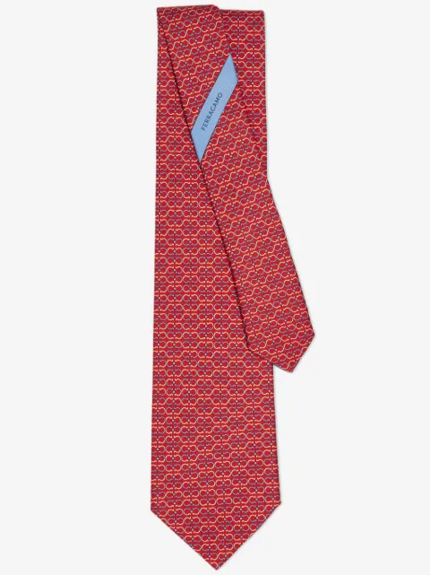 Ferragamo Gancini print silk tie