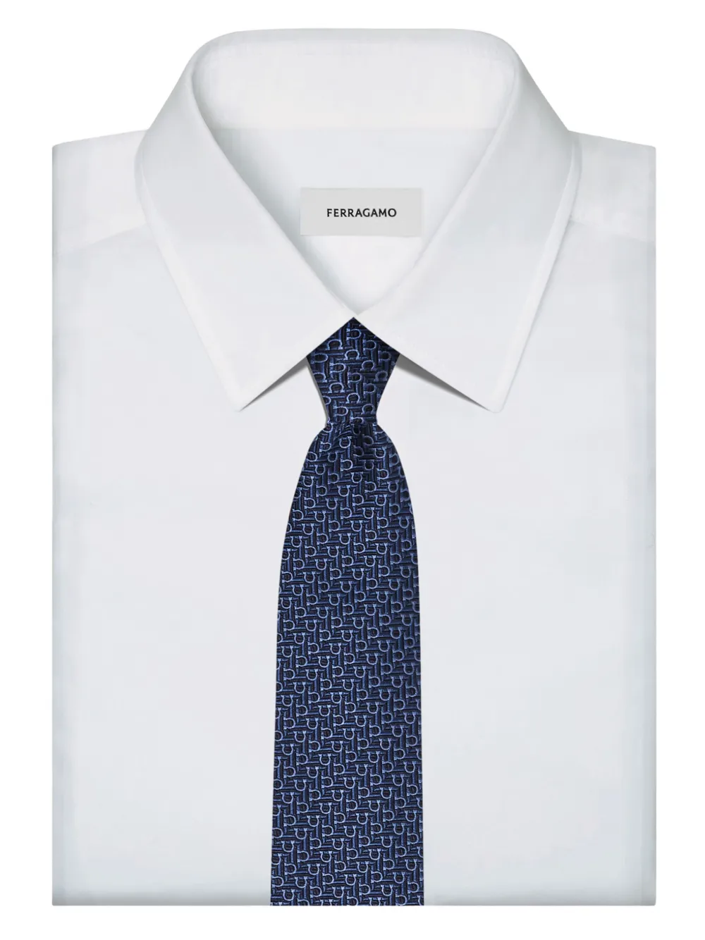 Ferragamo Stropdas met jacquard Blauw