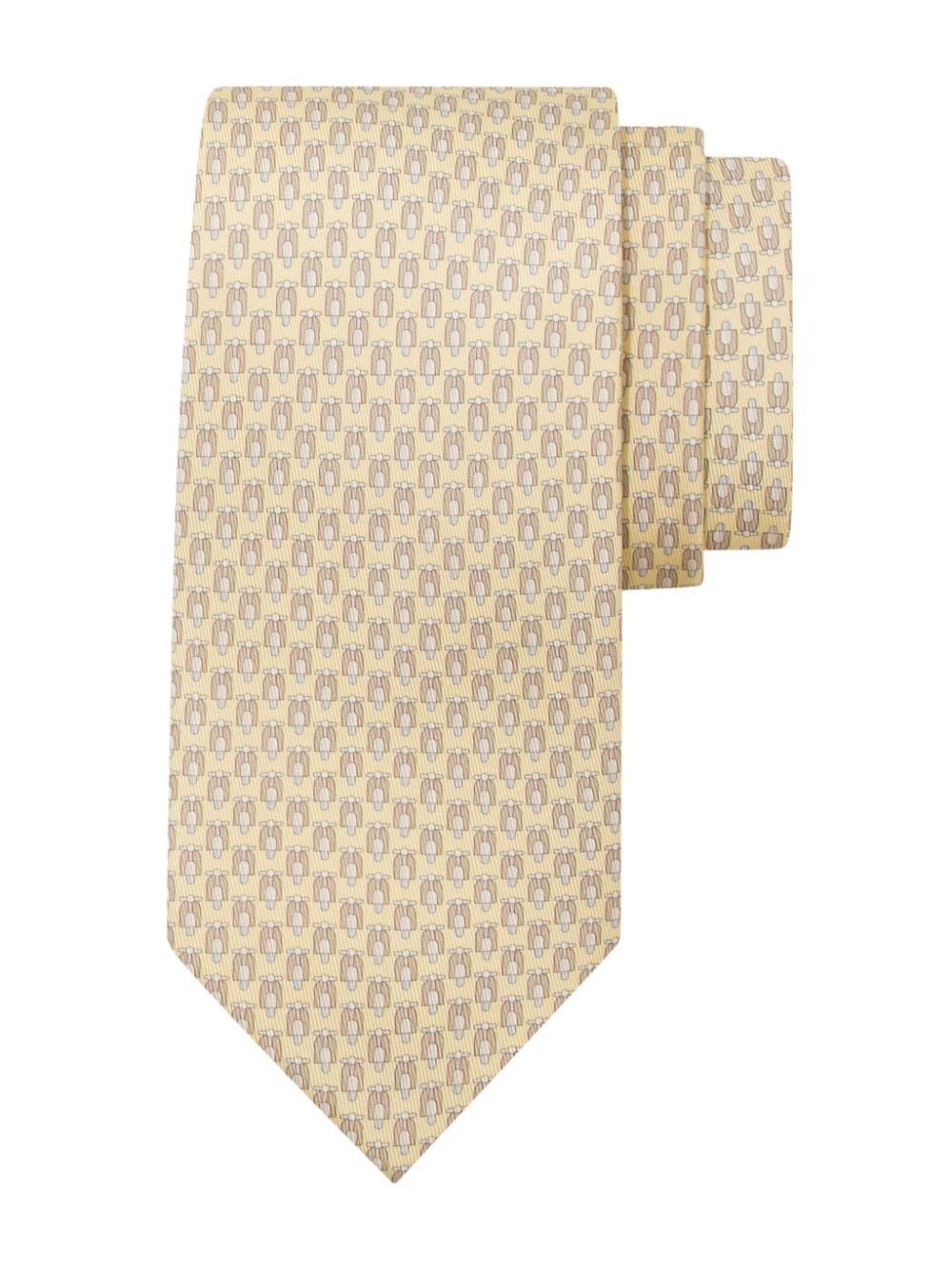 Ferragamo Scooter-print silk tie - Geel