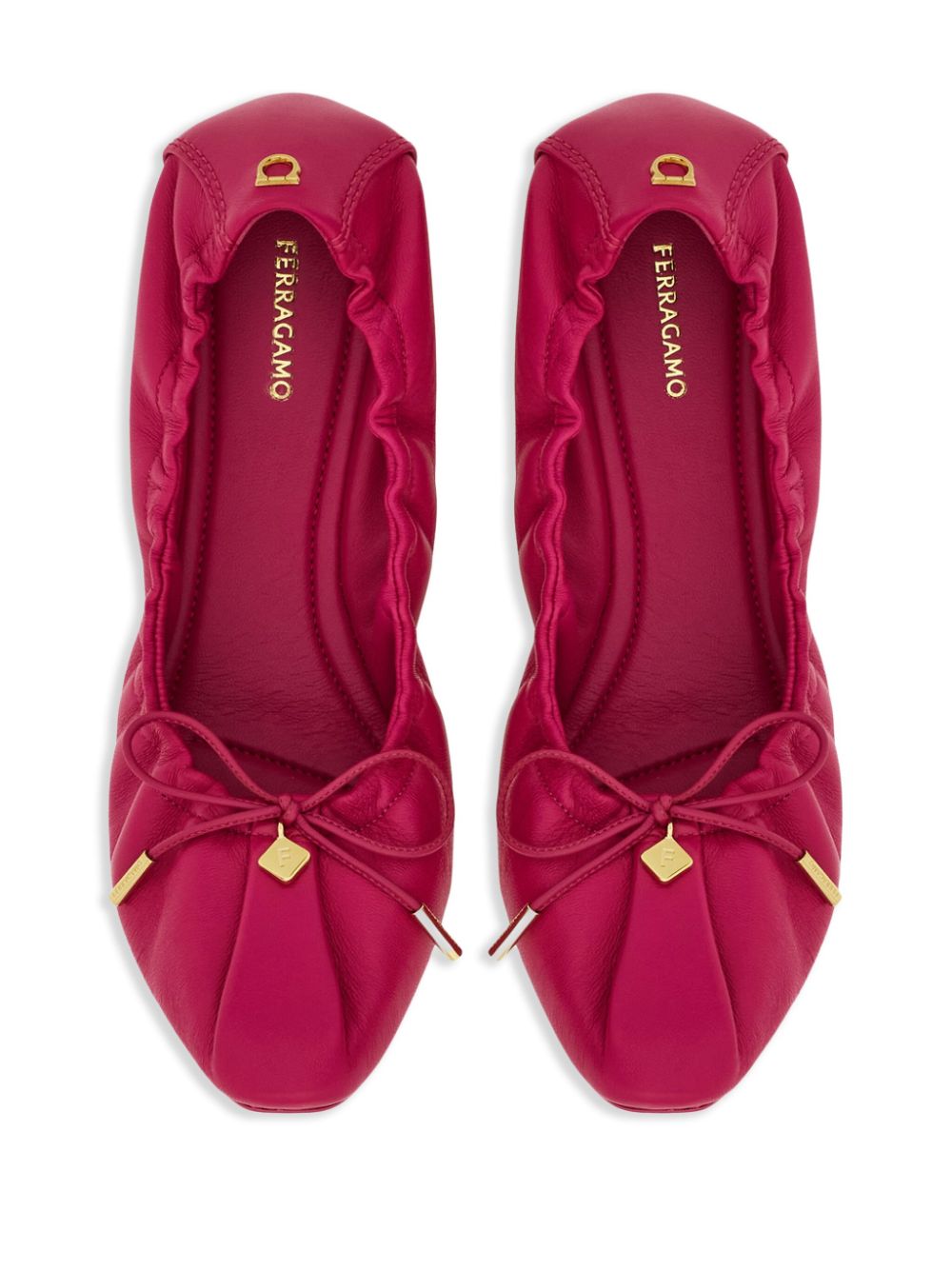 Ferragamo elasticated ballet flats Red