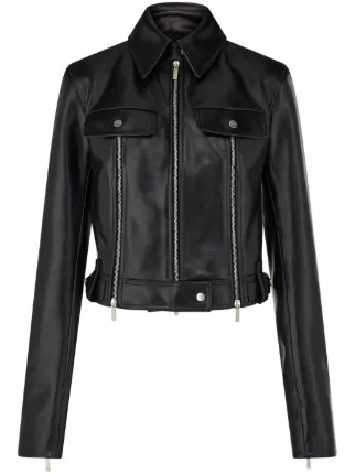 Salvatore Ferragamo 短丈　ブラックレザージャケット 中古・古着通販】Salvatore Ferragamo (サルヴァトーレ フェラガモ