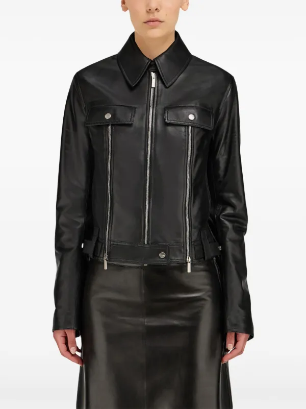 Ferragamo レザー ライダースジャケット | ブラック | FARFETCH JP