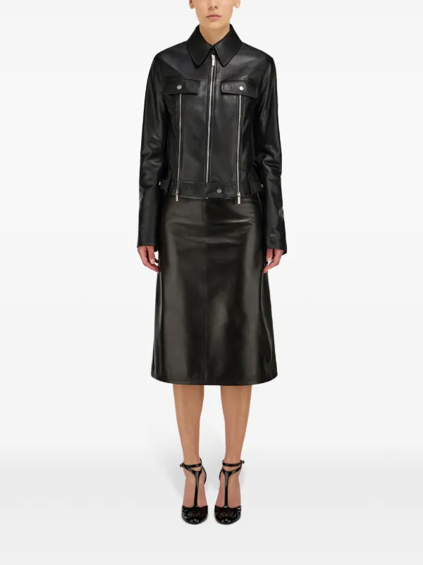 Ferragamo レザー ライダースジャケット | ブラック | FARFETCH JP