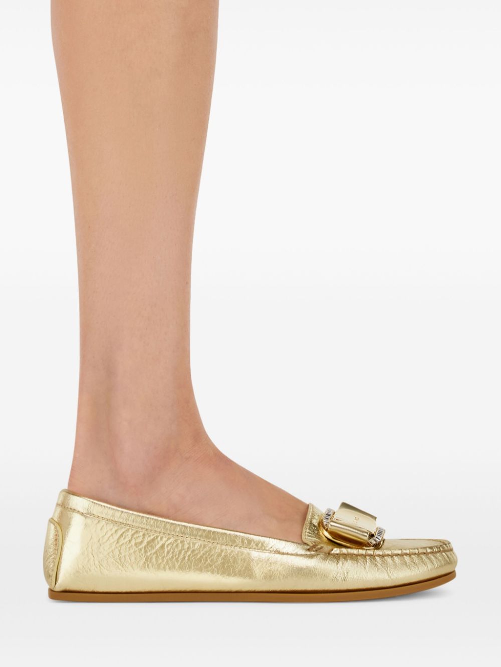 Ferragamo Loafers verfraaid met kristallen Goud