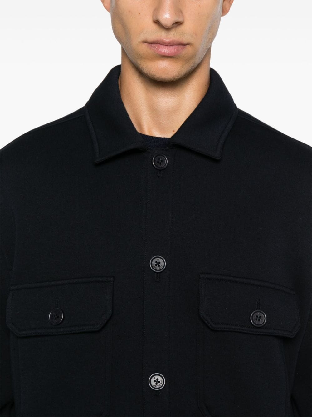 Shop Manuel Ritz Jersey Shirt Jacket In Blue