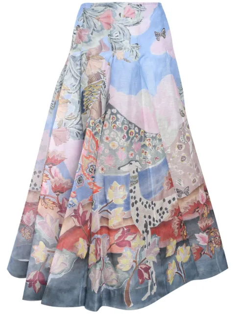 ZIMMERMANN illustration-print pleated skirt