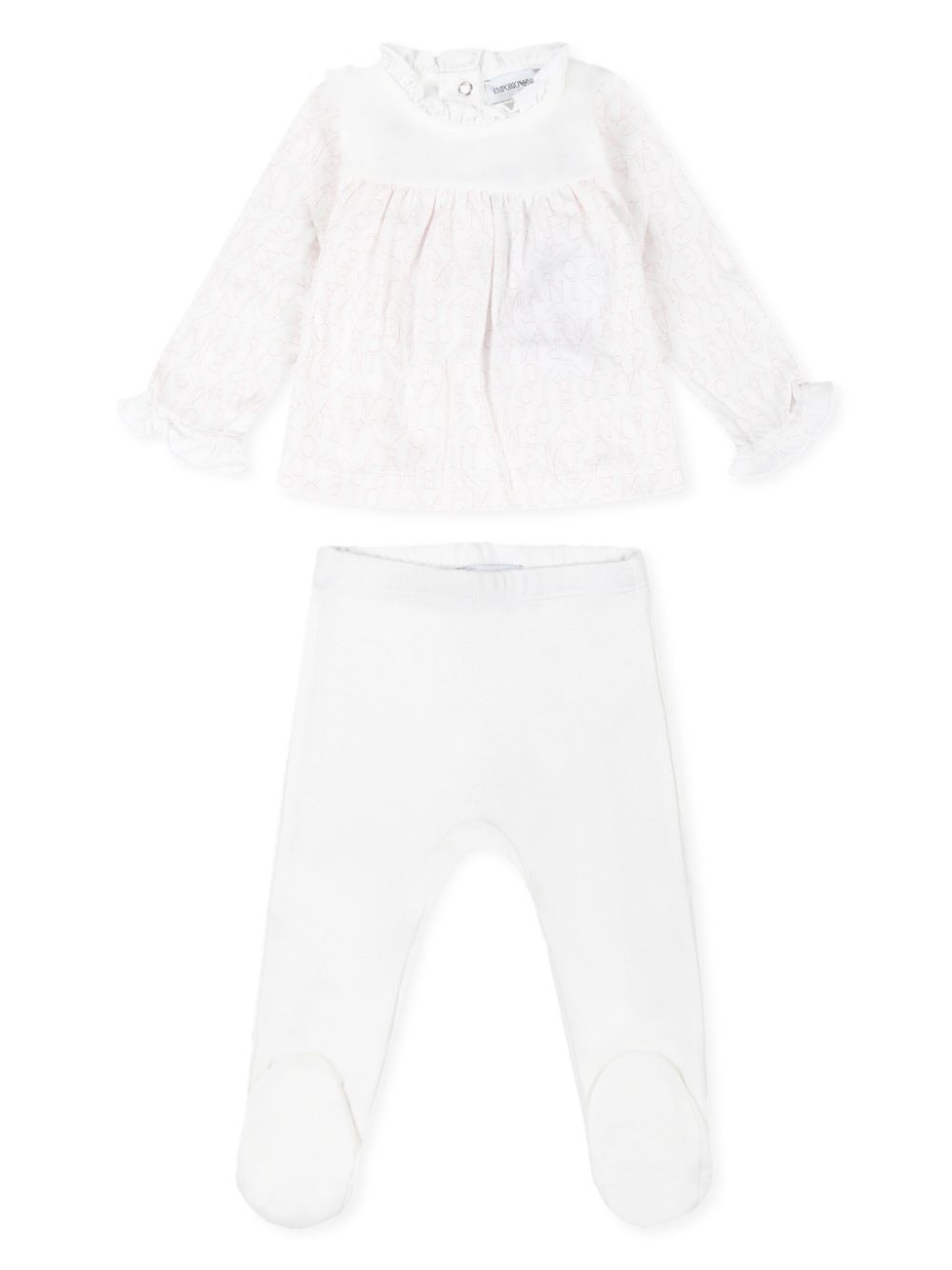 Emporio Armani Kids cotton trouser and top set - White