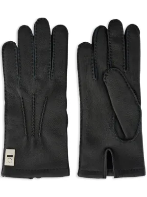 Prada triangle-logo Leather Gloves | Black | FARFETCH