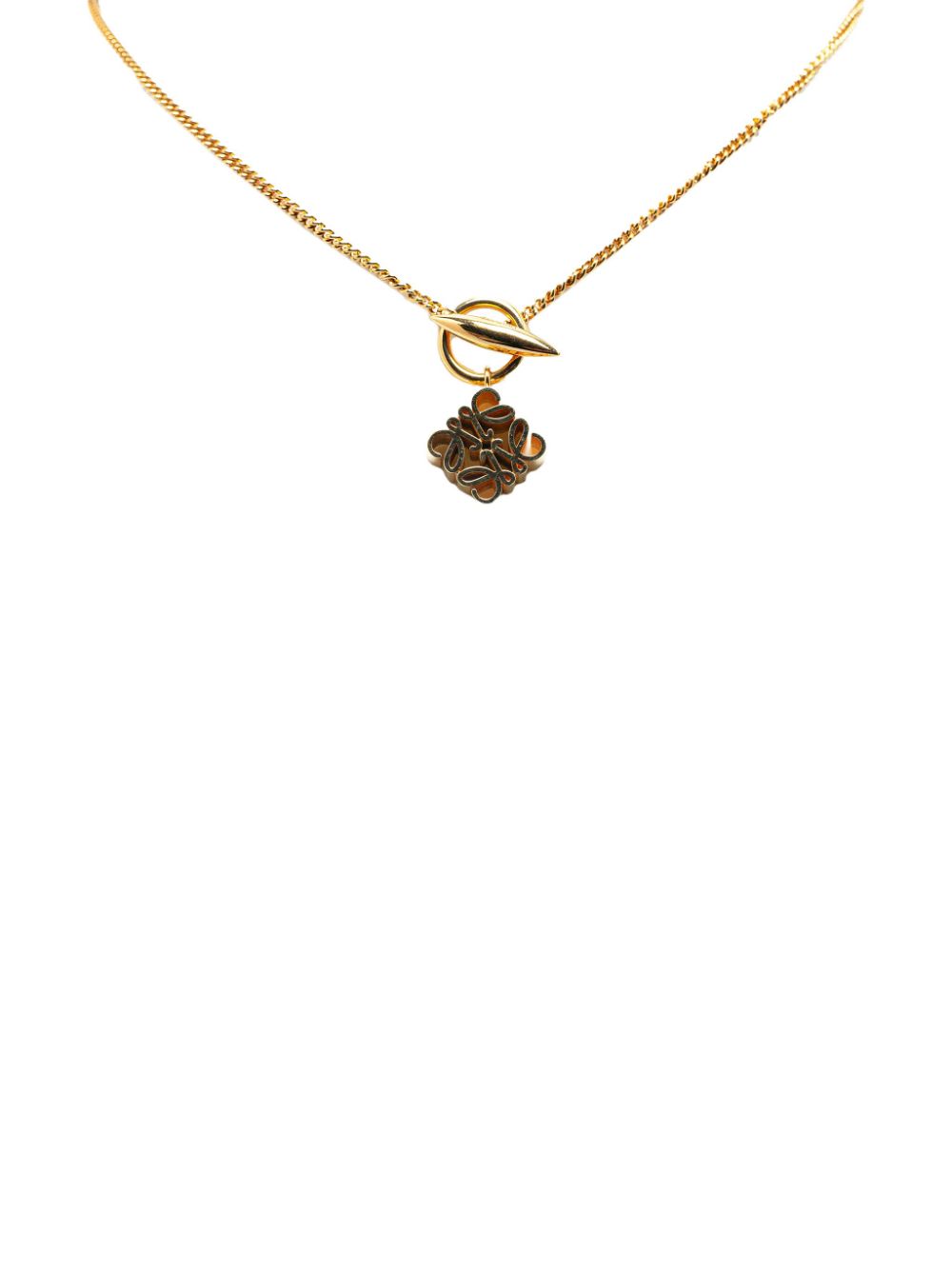 Loewe 21th Century Gold Plated Anagram Pendant costume necklace Women