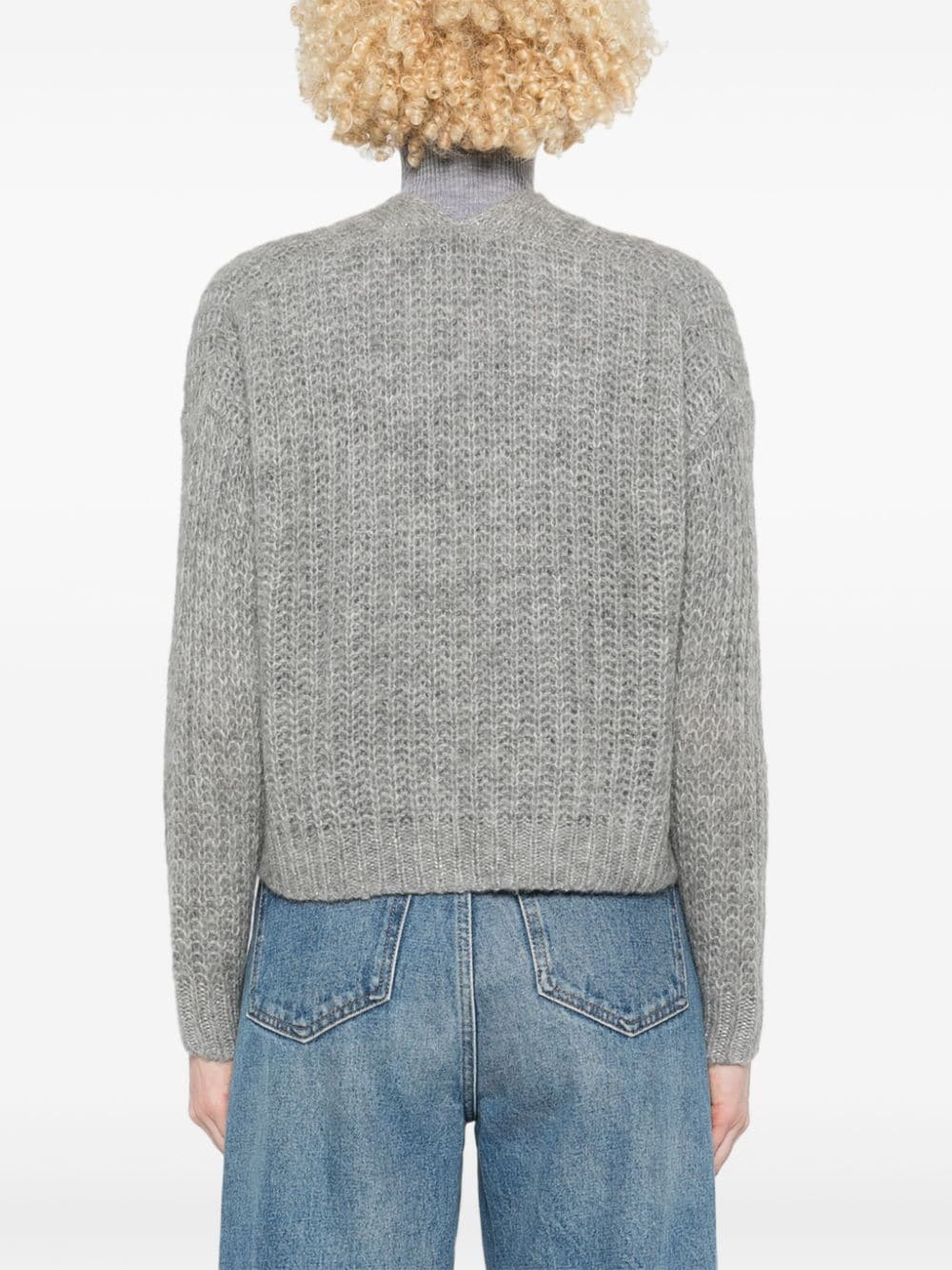 Shop Peserico Open-knit Cardigan In Grey