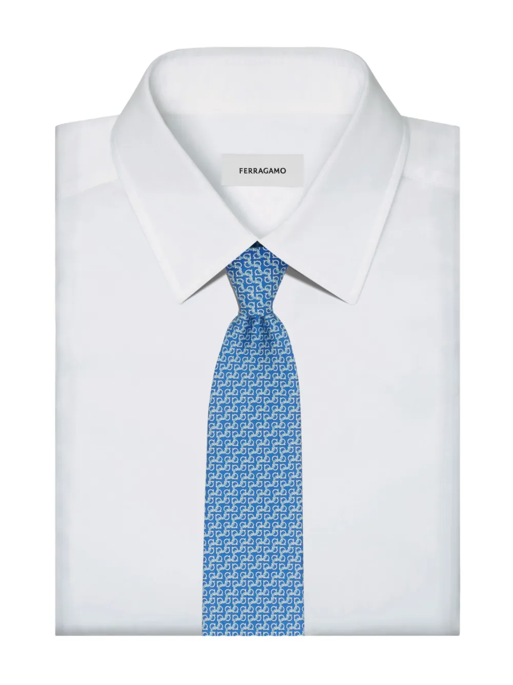 Ferragamo Stropdas met string-print Blauw