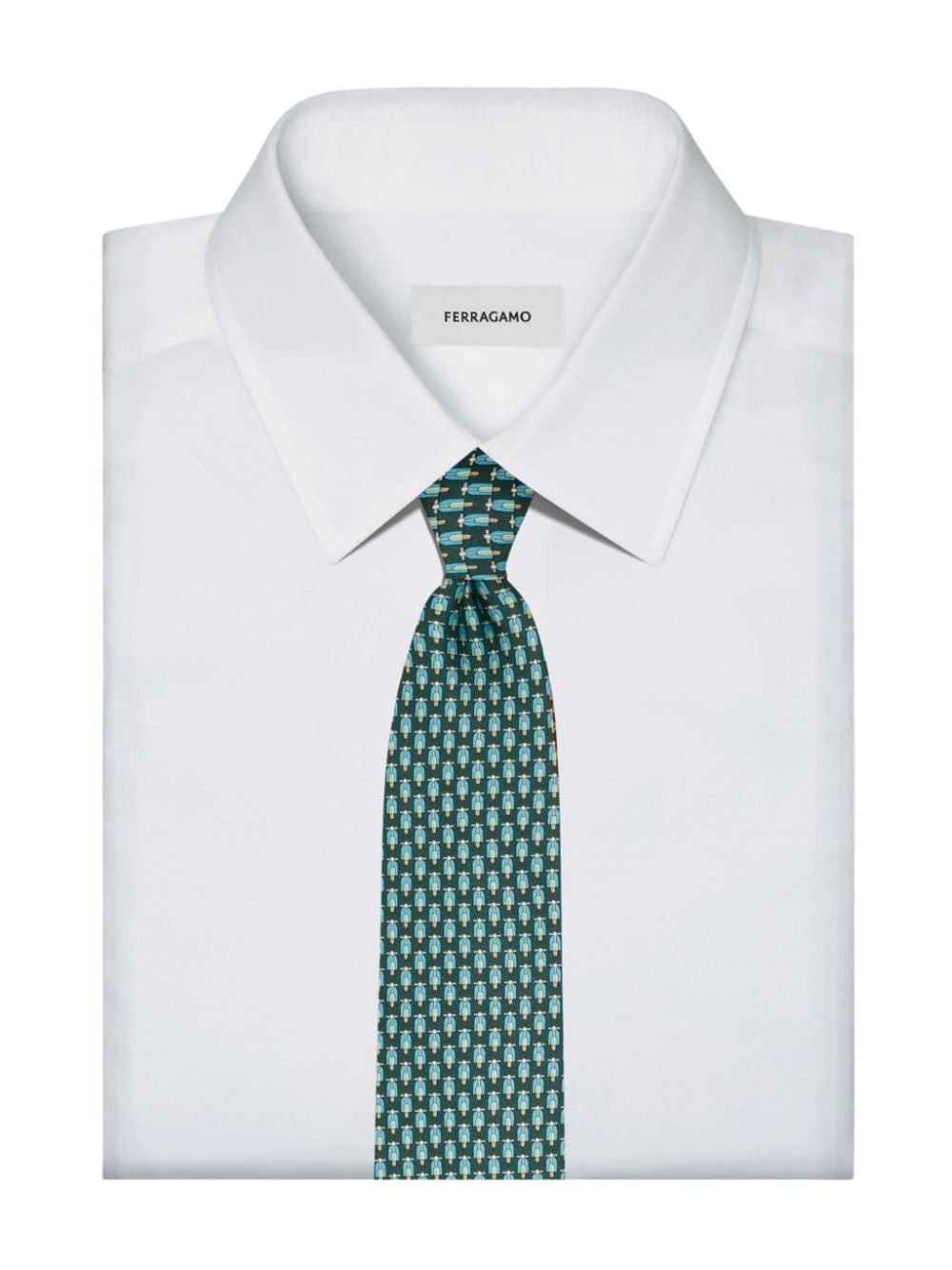 Shop Ferragamo Scooter Print Tie In Grün