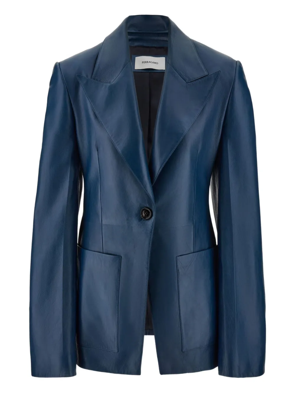 Ferragamo Leren blazer Blauw