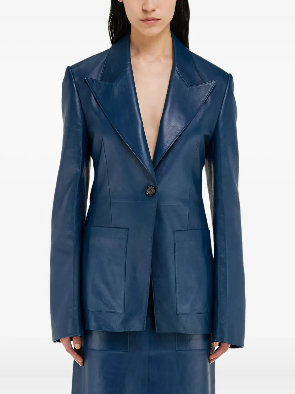 Ferragamo Leren blazer Blauw