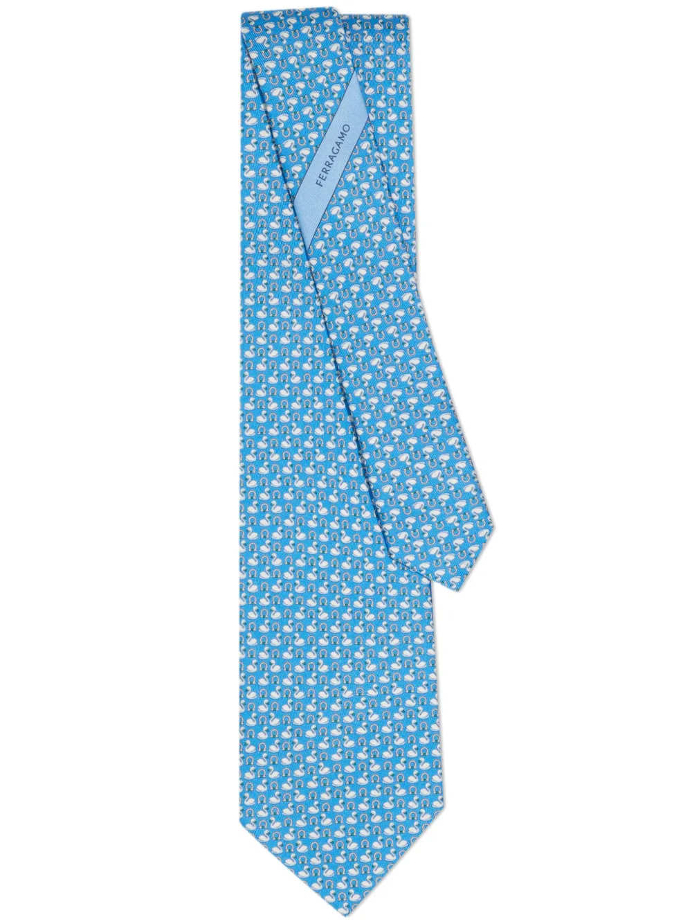 Ferragamo corbata de seda con cisnes estampados | azul | Image 1