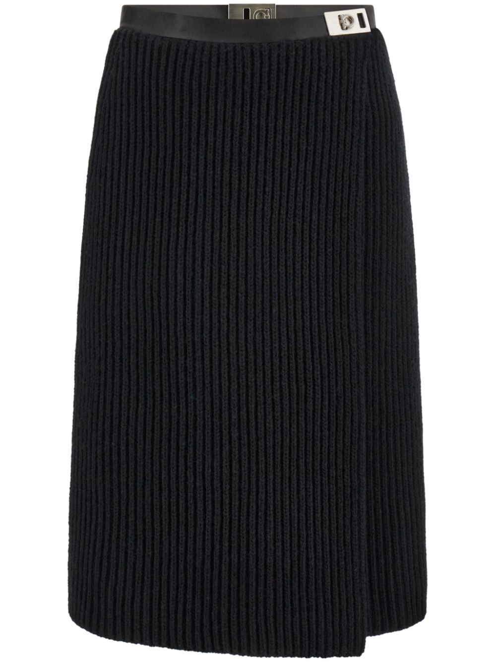 ribbed-knit midi skirt