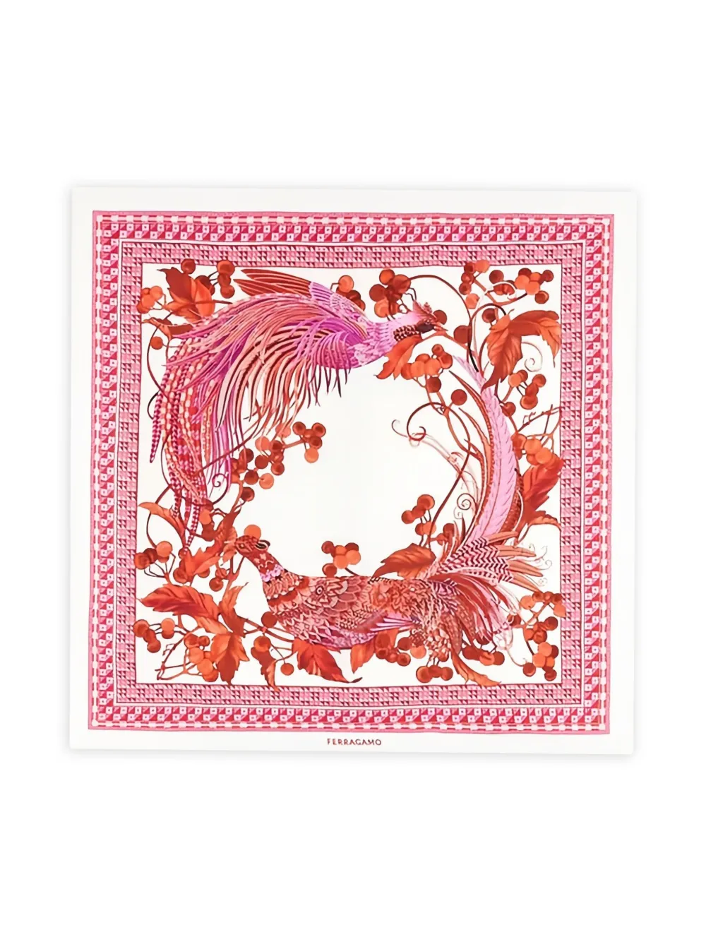 Ferragamo Foulard in seta con stampa animalier - Bianco