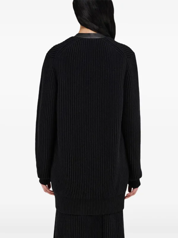 Ferragamo レザートリム カーディガン | ブラック | FARFETCH JP