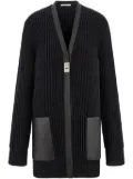 Ferragamo leather-trimmed cardigan - Black