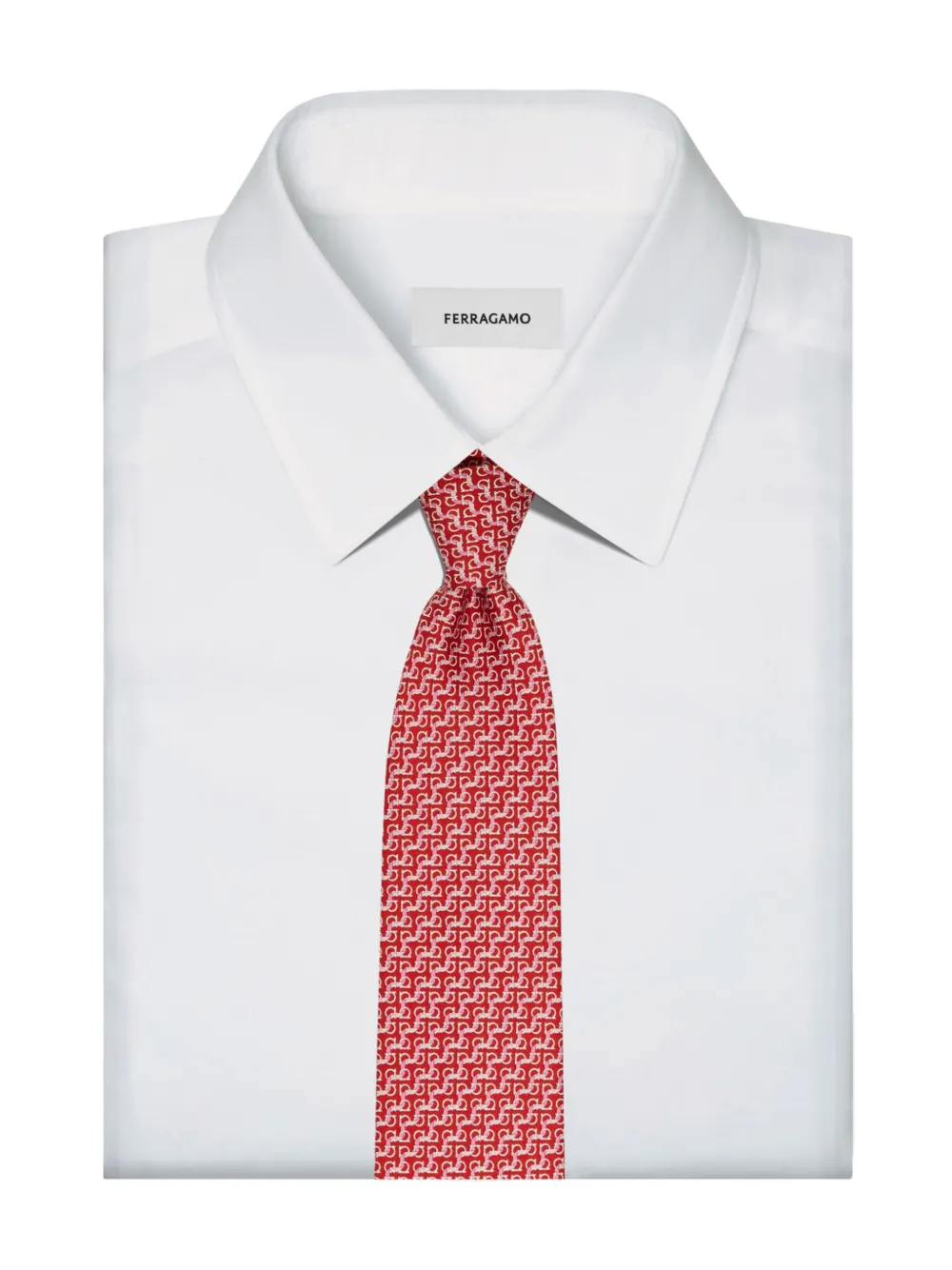 Ferragamo Stropdas met string-print Rood