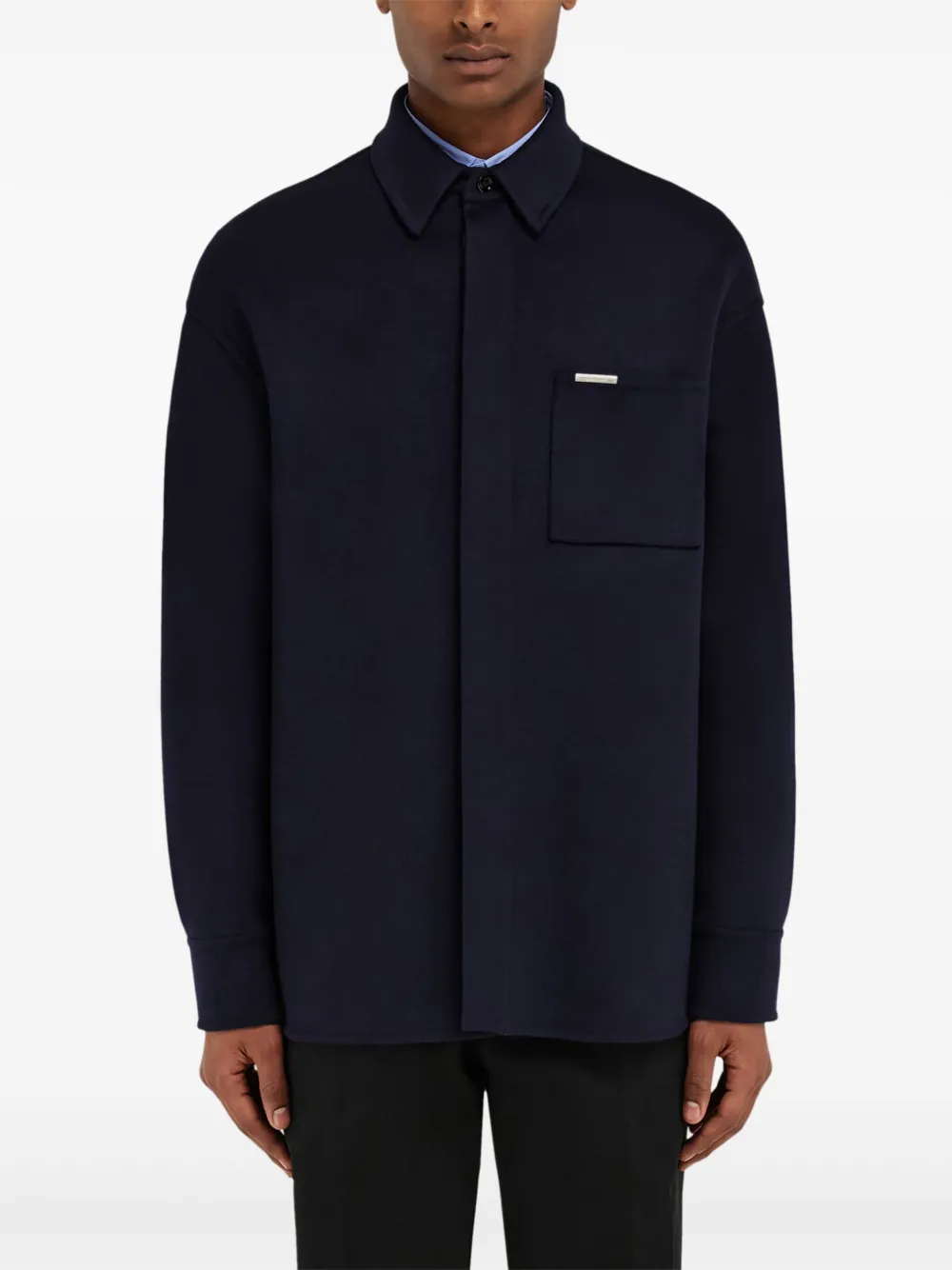 Ferragamo Shirtjack met logoplakkaat Blauw
