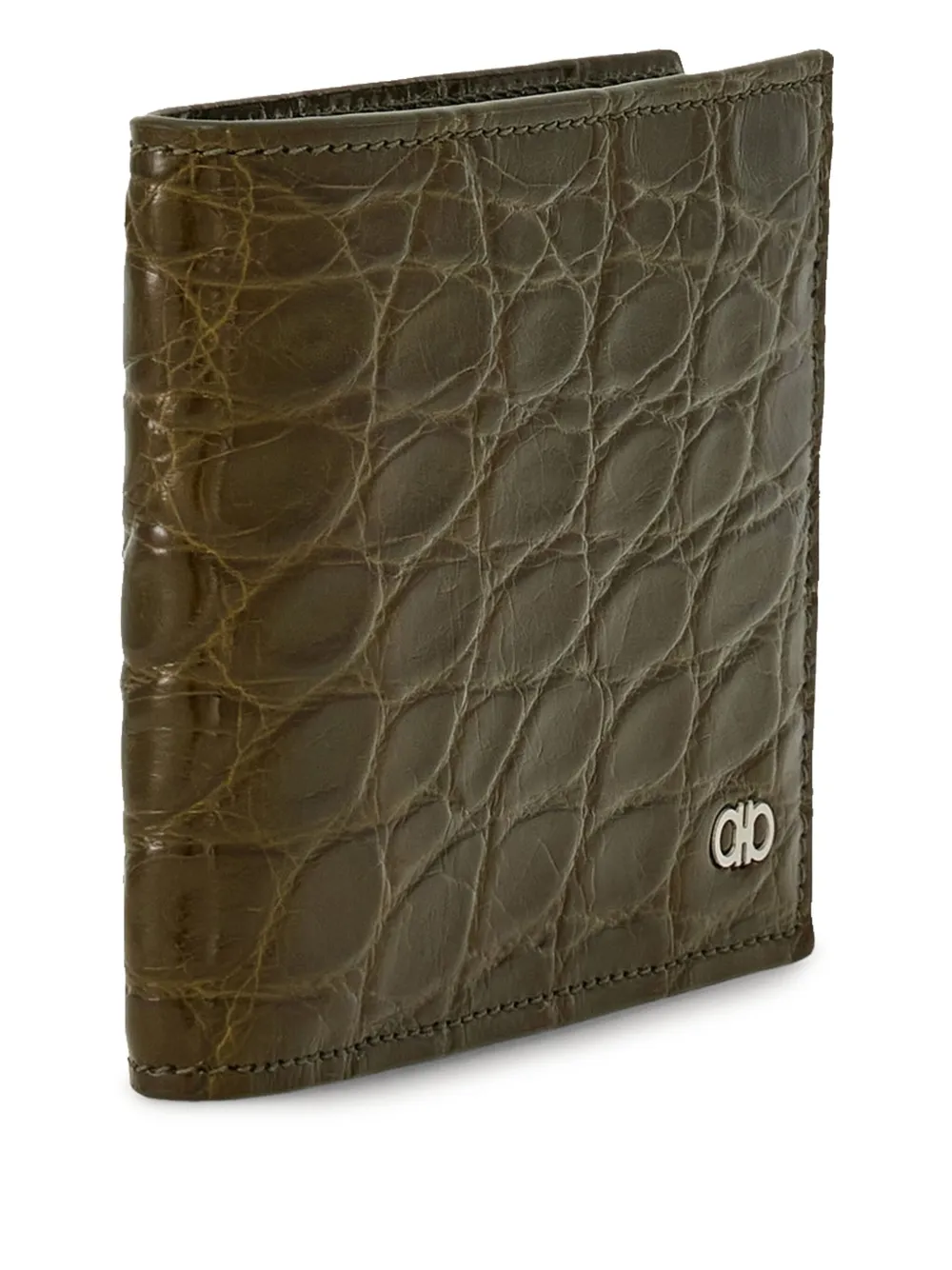 Ferragamo Gancini-plaque Wallet In Verde Oliva