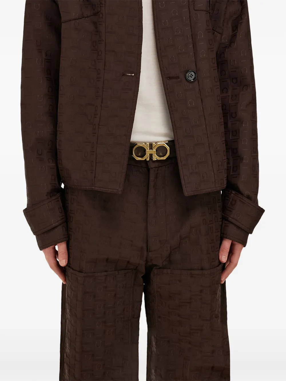 Ferragamo Gancini omkeerbare riem Bruin